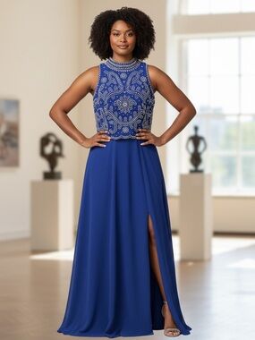 Jackie Jon | Dresses | Jackie Jon Elegant Purple Lace Halter Beaded Neck  Ballgownformalprom Size | Poshmark